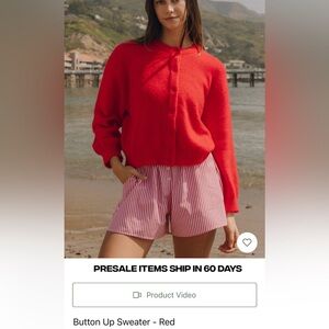 NWT DAILY DRILLS RED BUTTON UP SWEATER